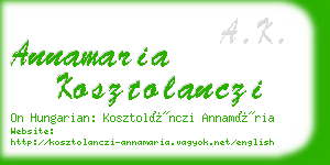annamaria kosztolanczi business card